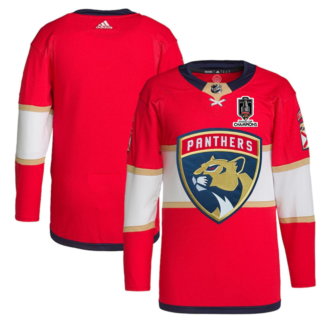 Men's Florida Panthers Blank Red Home 2024 Stanley Cup Champions Stitched Jersey